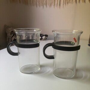 NIB Vintage/Deadstock BODUM Bistro D Handle Coffe/Tea Glass Mugs - Set of 2